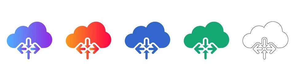 Cloud Data Optimization Icon Set Illustrazione stock