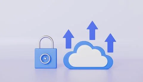 Cloud data with Padlock, Security and data protection concept Stock Illustration