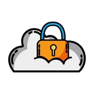 Cloud data with padlock to sercurity information 스톡 일러스트