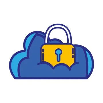 Cloud data with padlock to sercurity information イラスト素材