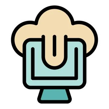 Cloud data pc icon vector flat Stock Illustration