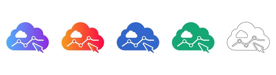 Cloud Data Performance Icons Stock Illustration