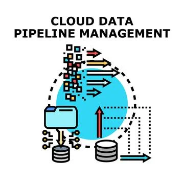 Cloud data pipeline management concept visualizing data flow イラスト素材