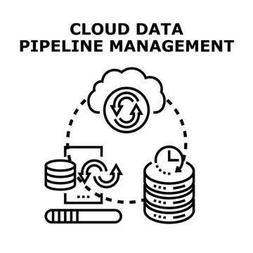 Cloud data pipeline management processing concept Illustrazione stock