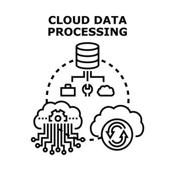 Cloud data processing concept illustration managing information technology 스톡 일러스트