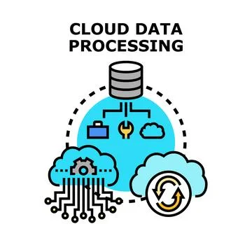 Cloud data processing concept illustration managing information technology 스톡 일러스트