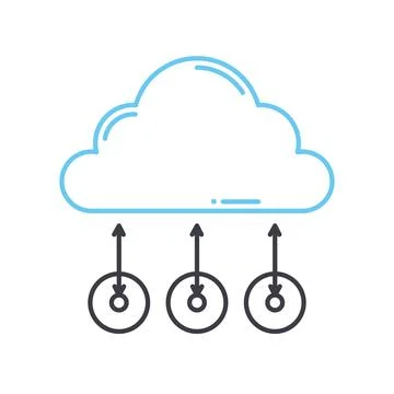 Cloud data processing line icon, outline symbol, vector illustration, concept イラスト素材