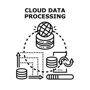 Cloud data processing technology concept icon computing Stock Illustration
