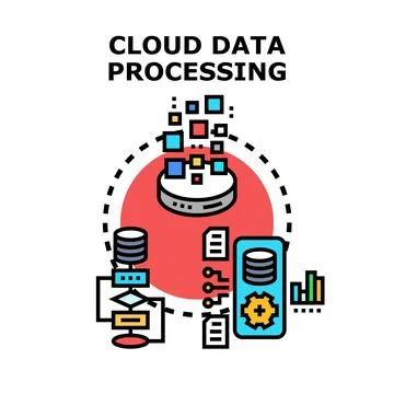Cloud data processing technology system computing concept Illustrazione stock