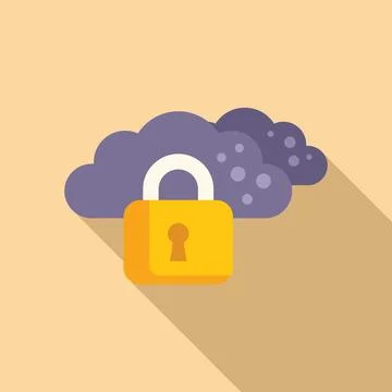 Cloud data protect icon flat vector. Legal key online Stock Illustration