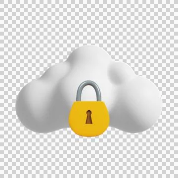 Cloud data protection.. 3D Render. Stock Illustration