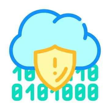 Cloud data protection color icon vector illustration Stock Illustration