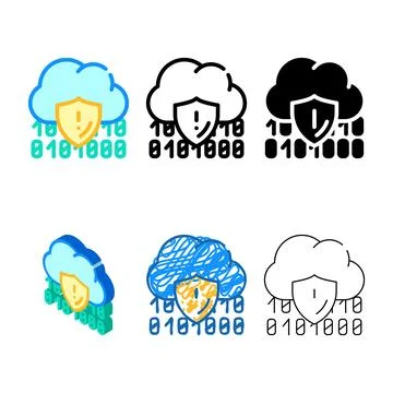 Cloud data protection color icon concepts vector Illustrazione stock
