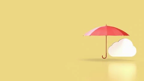 Cloud Data Protection Concept With Red Umbrella Security Symbol 3d render. 스톡 일러스트