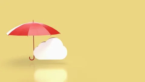 Cloud Data Protection Concept With Red Umbrella Security Symbol 3d render. 스톡 일러스트