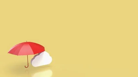 Cloud Data Protection Concept With Red Umbrella Security Symbol 3d render. Stock Photos