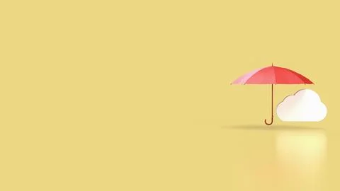 Cloud Data Protection Concept With Red Umbrella Security Symbol 3d render. Stock Photos