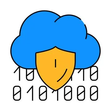 Cloud data protection icon color illustration 스톡 일러스트