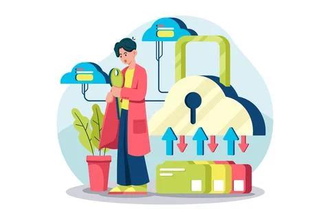 Cloud data protection Illustration concept on white background イラスト素材