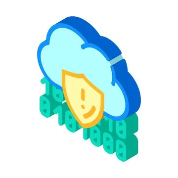 Cloud data protection isometric icon vector illustration Stock Illustration