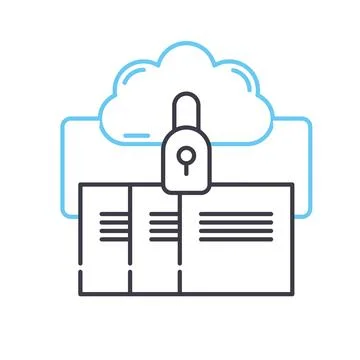 Cloud data protection line icon, outline symbol, vector illustration, concept Stock Illustration