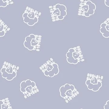 Cloud data protection line vector seamless pattern Illustrazione stock