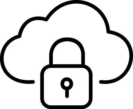Cloud data protection locked padlock icon 스톡 일러스트