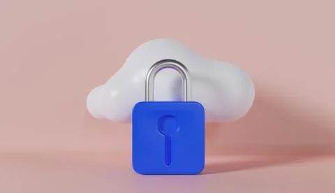 Cloud Data Protection with Pad Lock on pink background Stock-Fotos