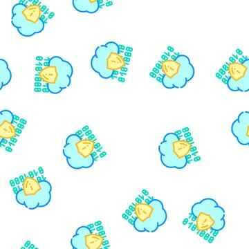 Cloud data protection vector seamless pattern Illustrazione stock