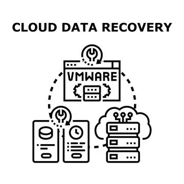 Cloud data recovery and backup virtual server concept Stock Illustration