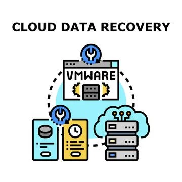 Cloud data recovery and backup virtual server concept Stock Illustration