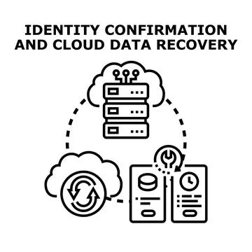Cloud data recovery and identity confirmation process イラスト素材