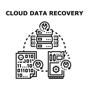 Cloud data recovery process for damaged information Illustrazione stock