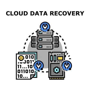 Cloud data recovery process for damaged information 库存插图