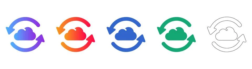 Cloud Data Rotation Icons for User Interface Stock Illustration