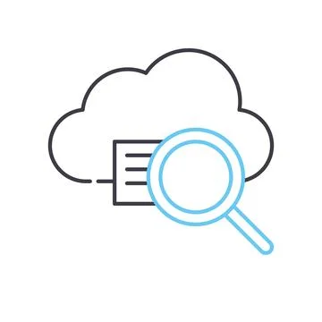 Cloud data search line icon, outline symbol, vector illustration, concept sign Ilustración de archivo