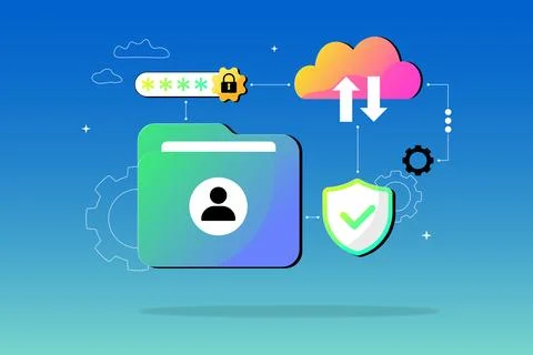 Cloud data security and privacy concept Stock Illustration