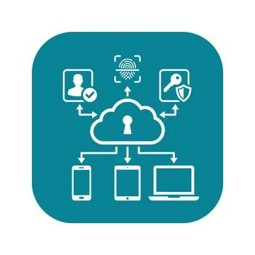 Cloud data security with biometric and key protection for multiple devices. Stock Illustration