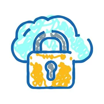 Cloud data security concept with digital padlock Illustrazione stock