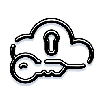 Cloud data security concept with key and lock Stock Illustration