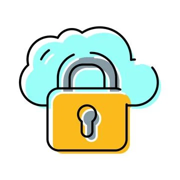 Cloud data security concept with padlock icon 库存插图