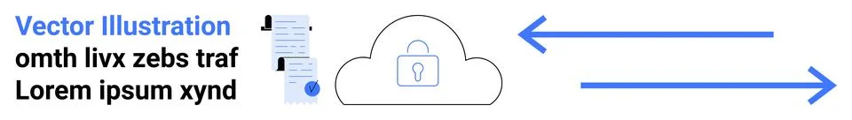 Cloud Data Security with Encrypted Document Exchange and Arrows Stockillustratie