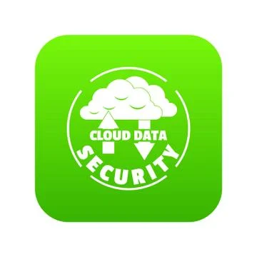 Cloud data security icon green Stock Illustration