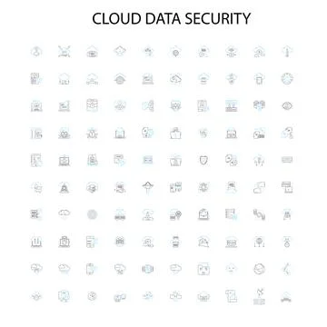 Cloud data security icons, signs, outline symbols, concept linear illustration 스톡 일러스트