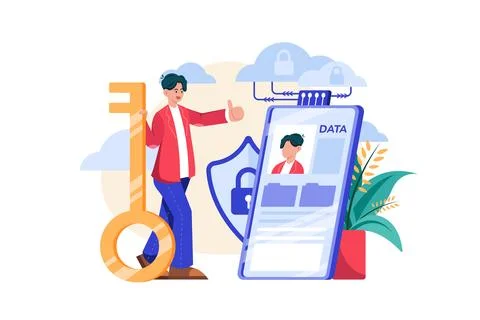 Cloud data security Stock Illustration