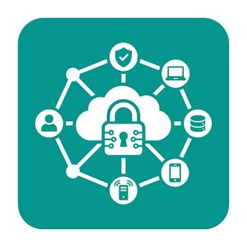 Cloud data security network connection icon representing digital storage pr.. Illustrazione stock