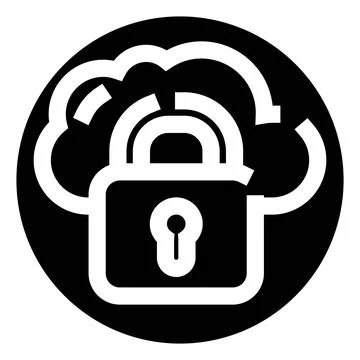 Cloud data security padlock protecting network privacy 库存插图