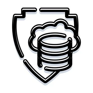 Cloud data security protecting information technology database Stock Illustration