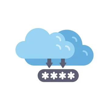 Cloud data security protecting with password encryption concept Illustrazione stock