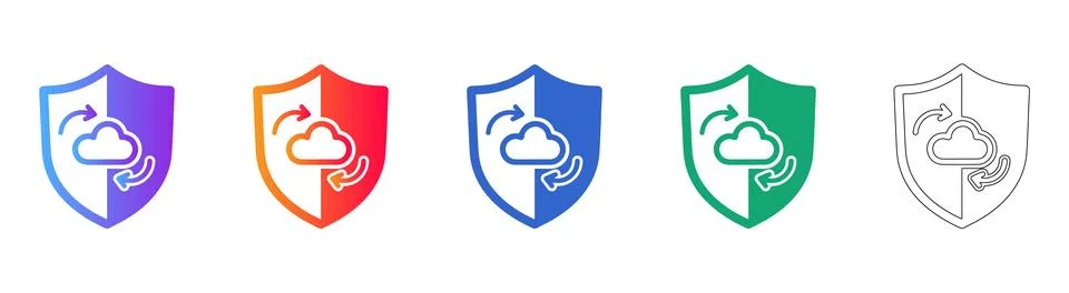 Cloud Data Security Shield Icons Stock Illustration